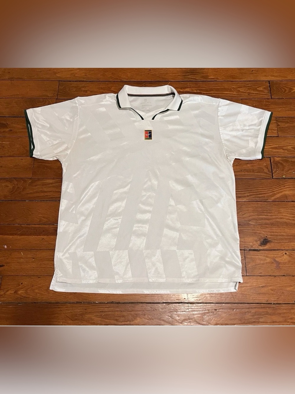 Nike White Men's Short-Sleeve Polo with Black Trim and Logo Accent
